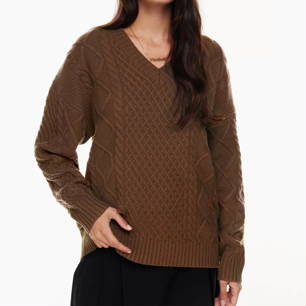 SOLD Sunday Best Peggy V Neck Sweater Cognac